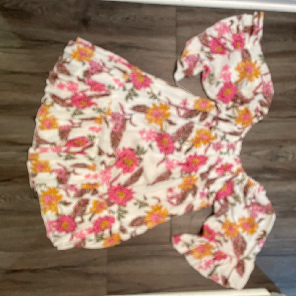 Bluivy Floral Mini Dress with Pink and Yellow Accents